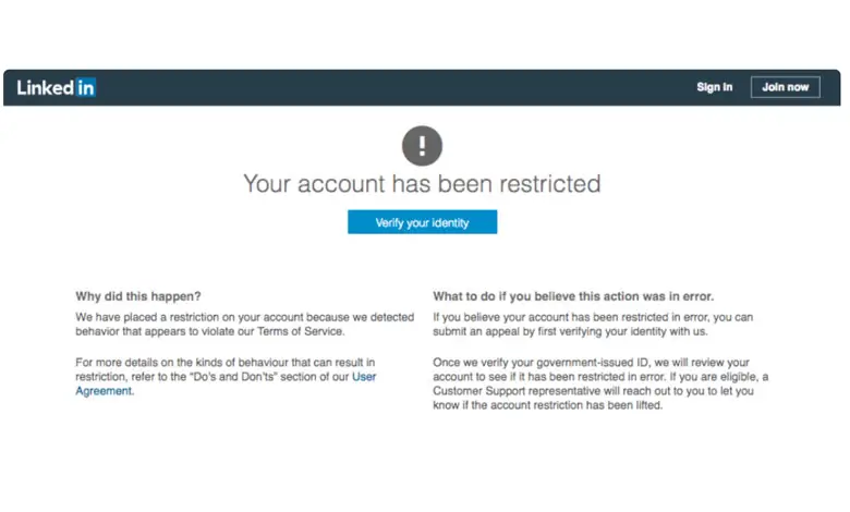 تصویر مربوط به پیغام محدود شدن اکانت Restricted (Your account has been restricted)