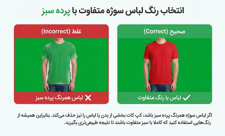 انتخاب رنگ لباس متفاوت با پرده سبز